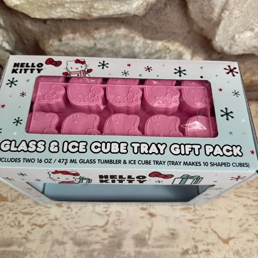 NWOT Hello Kitty x Silver Buffalo gift set of two pint glasses + ice tray  Chris